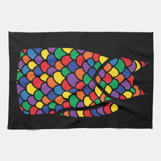 Miezekatzeregenbogen Geschirrtuch (Horizontal)