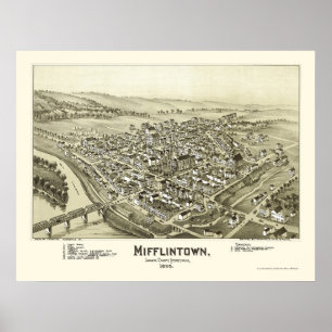 Mifflintown, panoramische Karte PAs - 1895 Poster