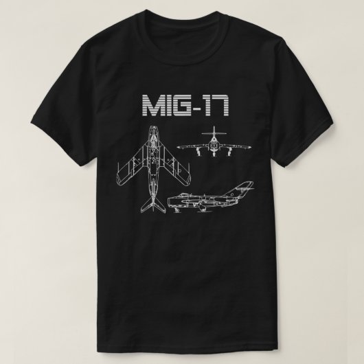 Mig-17 Flugzeug Warbird Blueprint Schematics D T-Shirt (Design vorne)