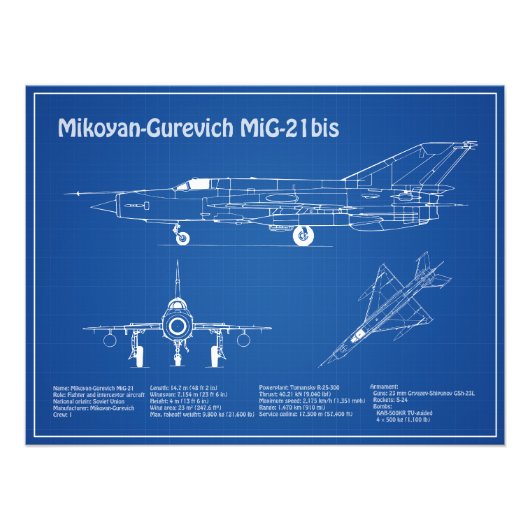 MiG-21 bis - Flugzeugkonzepte AD Fotodruck (Vorne)