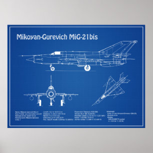 MiG-21 bis - Flugzeugkonzepte AD Poster