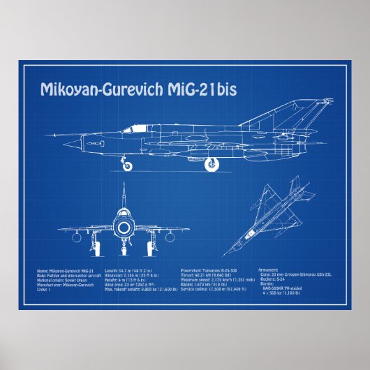 MiG-21 bis - Flugzeugkonzepte AD Poster (Vorne)
