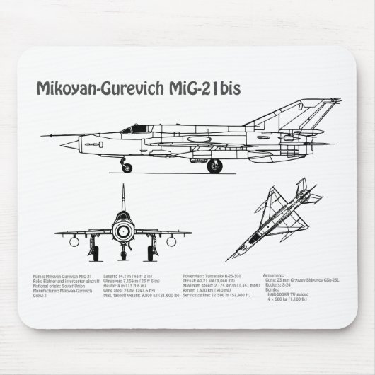 MiG-21 bis - Flugzeugkonzepte BD Mousepad (Vorne)