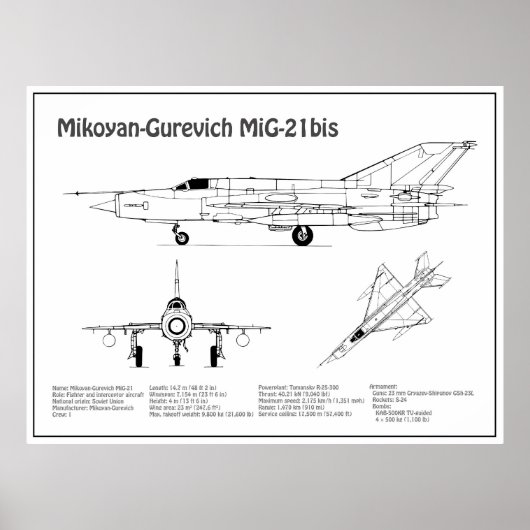 MiG-21 bis - Flugzeugkonzepte BD Poster (Vorne)