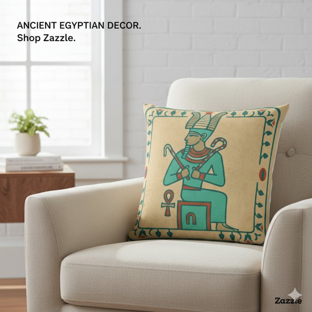 Mighty Ancient Pharao & Hieroglyphs Kunst Kissen (Von Creator hochgeladen)