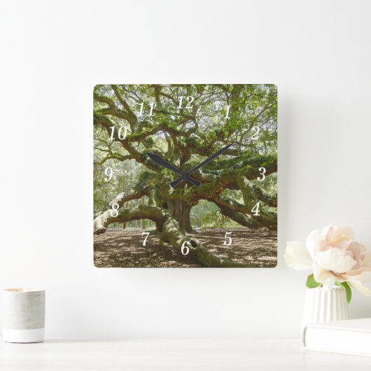 Mighty Angel Oak Wall Clock Quadratische Wanduhr (Zuhause)