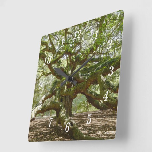 Mighty Angel Oak Wall Clock Quadratische Wanduhr (Winkel)