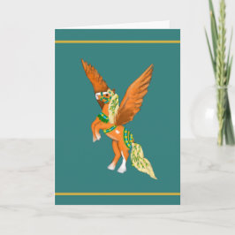 Mighty Belgian Pegasus Vintage Carousel Horse Card Karte