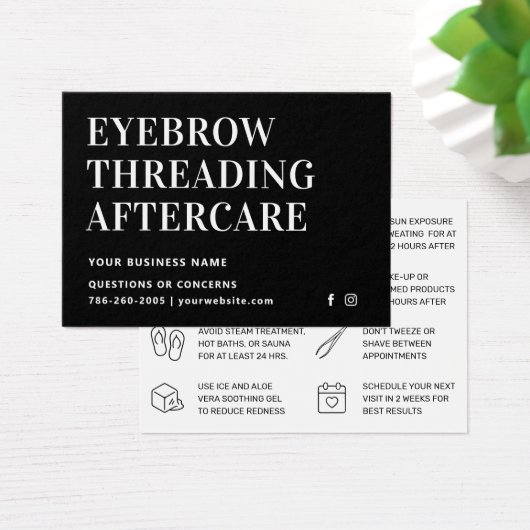 Mighty Black Eyebrow Threading Aftercare Card (Schreibtisch)