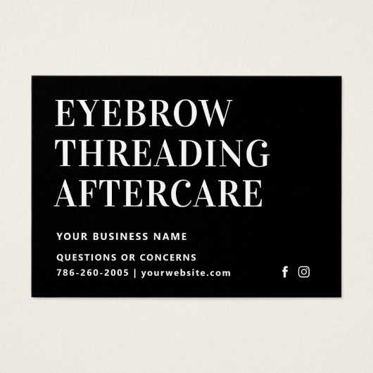 Mighty Black Eyebrow Threading Aftercare Card (Vorderseite)