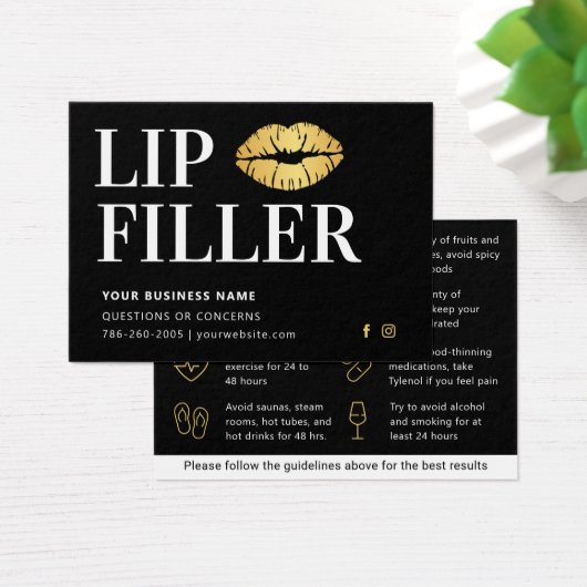 Mighty Black & Gold Lip Filler Aftercare Card (Schreibtisch)