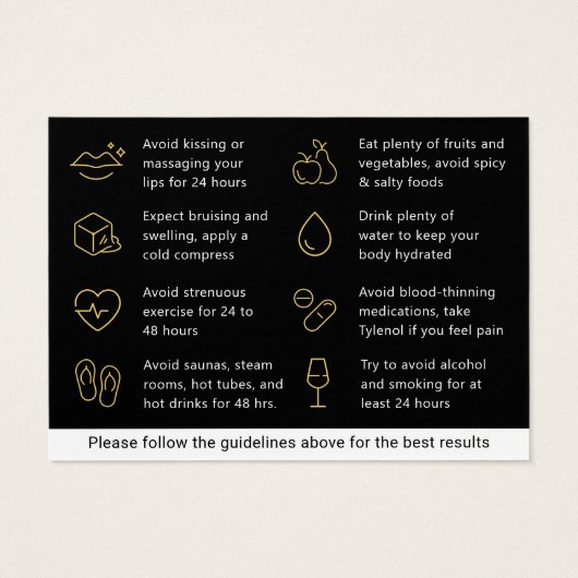Mighty Black & Gold Lip Filler Aftercare Card (Rückseite)