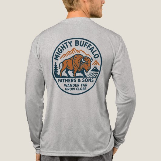Mighty Buffalo Erwachsene lange Ärmel Tri-Blend Shirt (Rückseite)