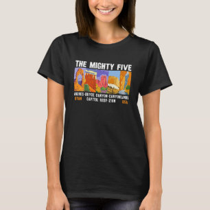 Mighty Five National Parks List Vintag  T-Shirt