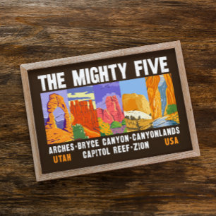 Mighty Five Utah Nationalparks Liste Vintage Poster