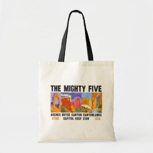 Mighty Five Utah Nationalparks Liste Vintage Tragetasche