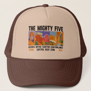 Mighty Five Utah Nationalparks Liste Vintage Truckerkappe