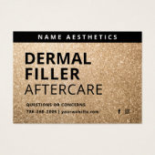 Mighty Glitzer Gold Dermal Filler Aftercare Card (Vorderseite)