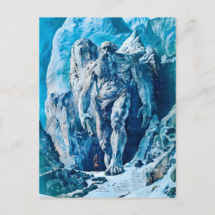 Mighty Ice Giant Jötun in Icy Landscape Feiertagspostkarte