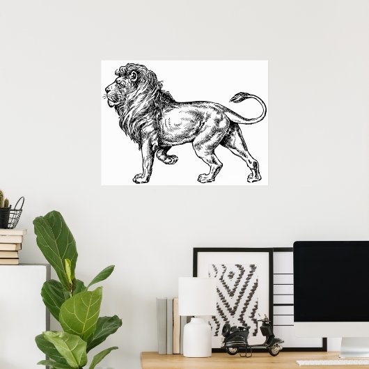 Mighty Lion Sketch Poster (Heimbüro)