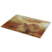 Mighty Lion und Lioness Glass Cutting Board Schneidebrett (Ecke)