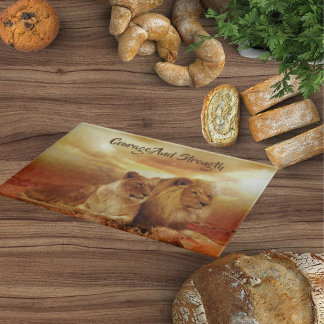 Mighty Lion und Lioness Glass Cutting Board Schneidebrett