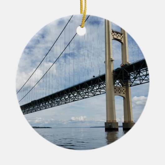 Mighty Mac, Mackinac Suspension Bridge, Michigan Keramik Ornament (Vorne)