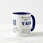MIGHTY MAN OF VALOR Christlich Blue Monogram Tasse (VorderseiteRechts)
