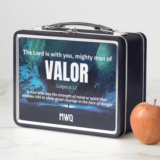 MIGHTY MAN OF VALOR Personalized Christian Metall Brotdose (Beispiel)