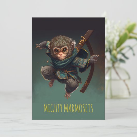 Mighty Marmosets Grußkarte Einladung (Stehend Vorderseite)