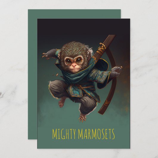 Mighty Marmosets Grußkarte Einladung (Vorne/Hinten)