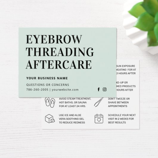 Mighty Mint Eyebrow Threading Aftercare Card (Schreibtisch)