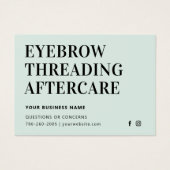 Mighty Mint Eyebrow Threading Aftercare Card (Vorderseite)