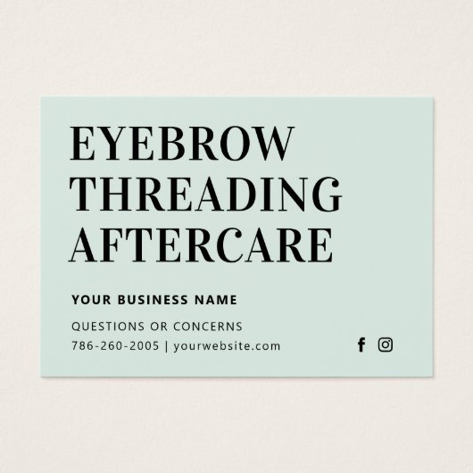 Mighty Mint Eyebrow Threading Aftercare Card (Vorderseite)