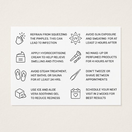 Mighty Mint Eyebrow Threading Aftercare Card (Rückseite)