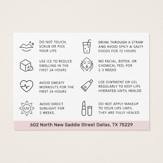 Mighty Modern Lip Blush AfterCare Instruction Card (Rückseite)