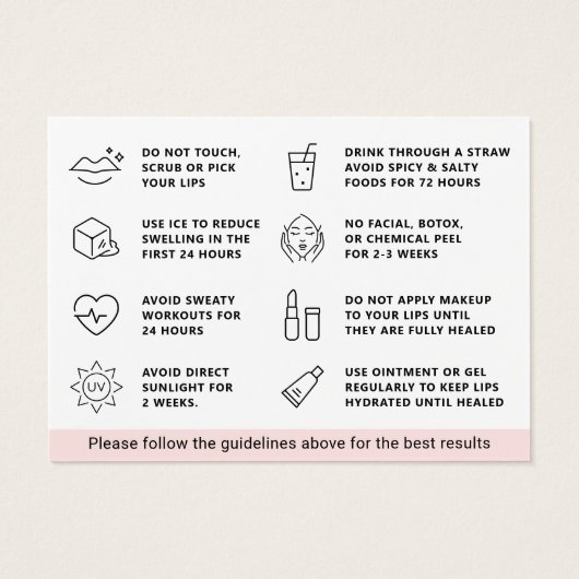 Mighty Modern Lip Blush AfterCare Instruction Card (Rückseite)