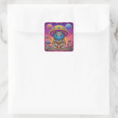 Mighty Mushroom Cat Quadratischer Aufkleber (Tasche)