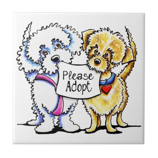 Mighty Mutts Adoptier bitte Fliese (Vorderseite)