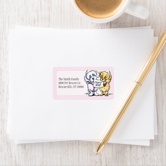 Mighty Mutts Adoptier Studio Pink Adressaufkleber (Insitu)