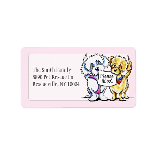 Mighty Mutts Adoptier Studio Pink Adressaufkleber (Vorne)