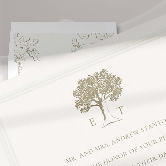 Mighty Oak Imitate Gold Embossed feierliche Hochze Einladung