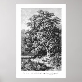 Mighty Oak Tree Inspirational Black & White Poster