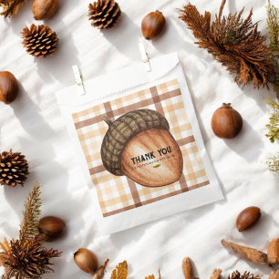 Mighty Oaks Brown Kariert Fall Acorn Babydusche Geschenktütchen