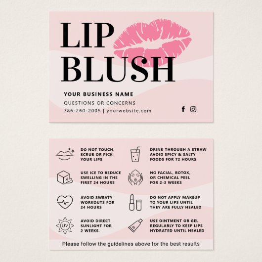 Mighty Pink Lip Blush Aftercare Adress Card (Vorne & Hinten)