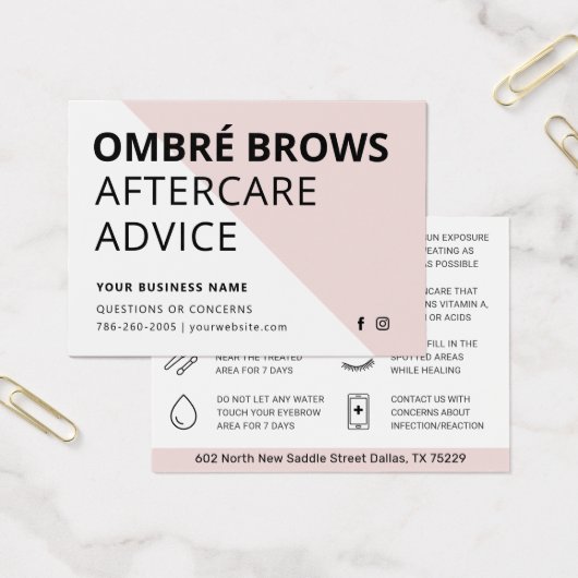 Mighty Pink Ombre Pulver Brows Aftercare Card (Büro)