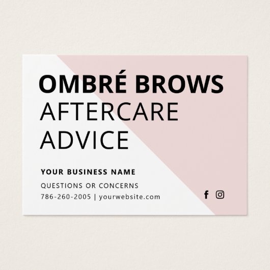 Mighty Pink Ombre Pulver Brows Aftercare Card (Vorderseite)