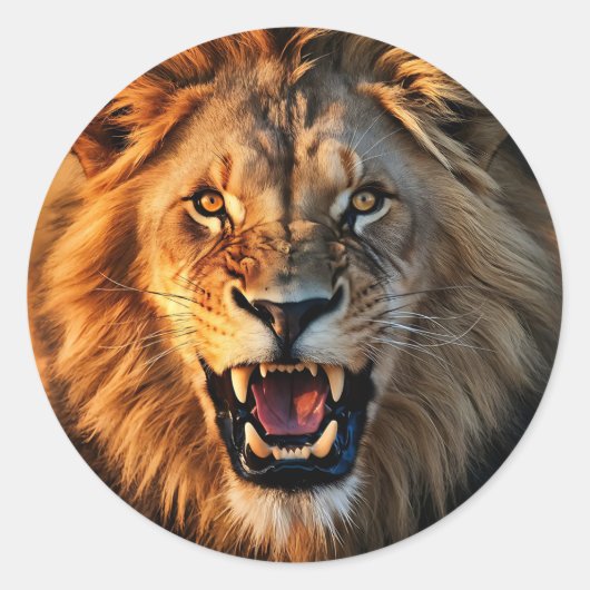 Mighty Roar Runder Aufkleber (Vorderseite)