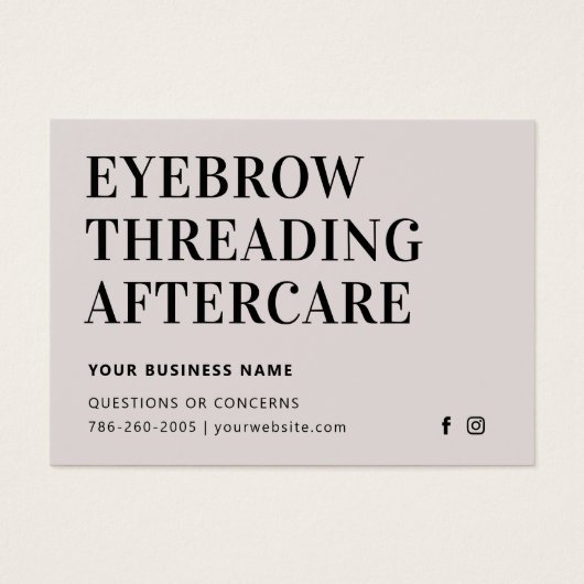 Mighty Simple Eyebrow Threading Aftercare Card (Vorderseite)