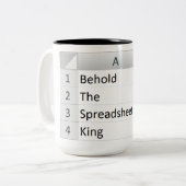 Mighty Spreadsheet King, Excel Silver Zweifarbige Tasse (Vorderseite Links)